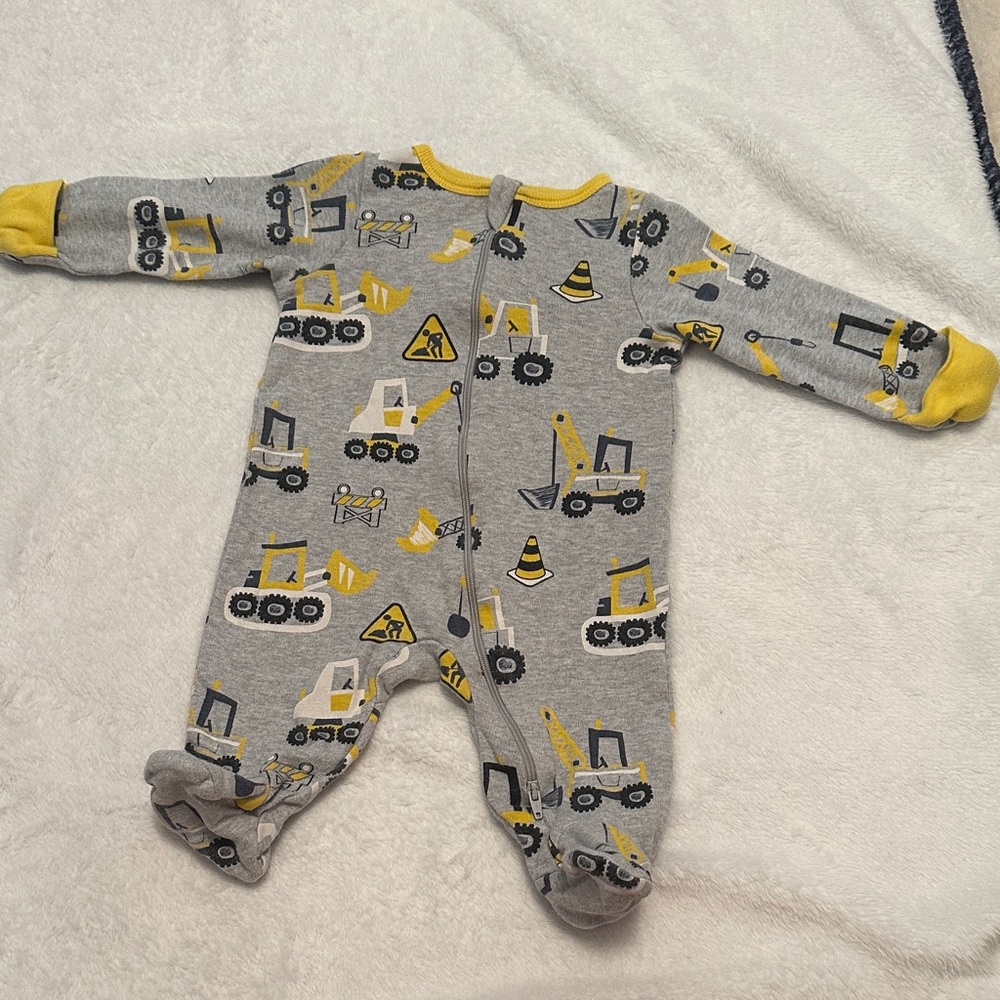 Wonder Nation Gray and Yellow Construction Kids Footie